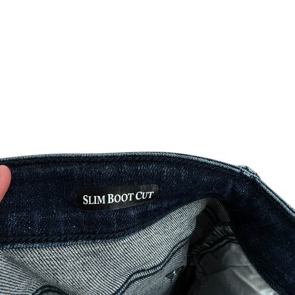 Judy Blue Mid Rise Slim Bootcut Jeans Dark Wash Distressed Western Womens 3/26 - Picture 8 of 10